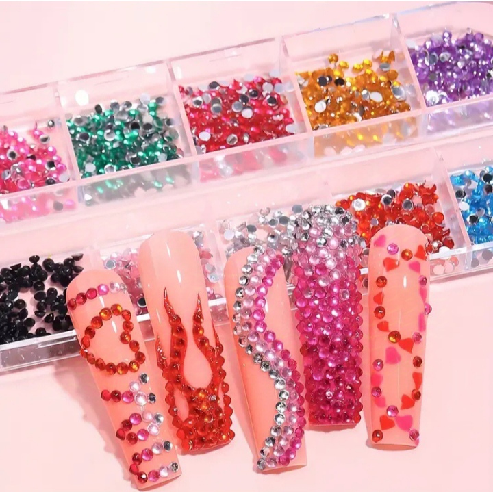 Nail Stone Nail Art Rhinestones mini Tips Slices12 Colours Nail Studs Glitter Resin And Multi purpose Decorations Tool