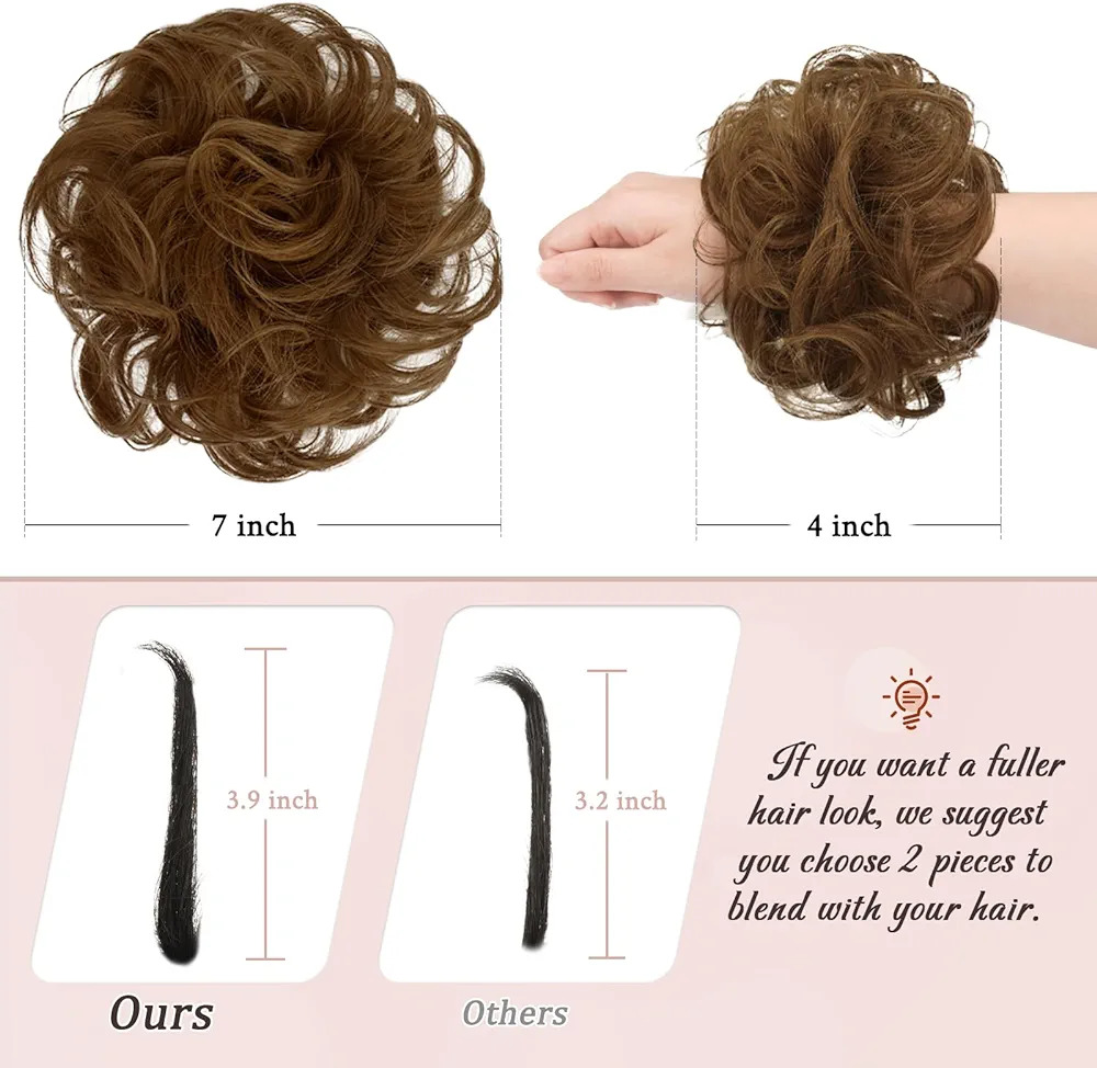 Light Brown Hair Jura Extension Big Hair Volumizer Bun Extension For Women And Girls Natural Look Hair Poni For Bridal Party And Daily Wear Soft Synthetic Hair Extension For Elegant Hairstyles Long Lasting Jura Hair Styling Accessory
