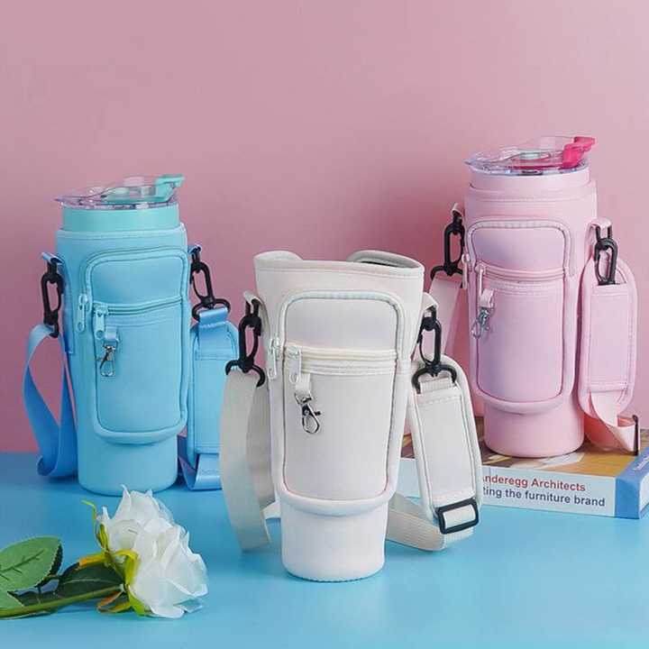 40 Oz Tumbler Carrier Bag with Shoulder Strap | Insulated Cup Holder Bag | Portable Tumbler Carrying Case | Random Colors