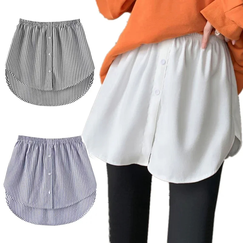 S-5XL Plus Size Shirt Extenders Women Fake Shirt Tail Irregular Skirt Blouse Tail Hem Soft Detachable Underskirt Sweater Hemline