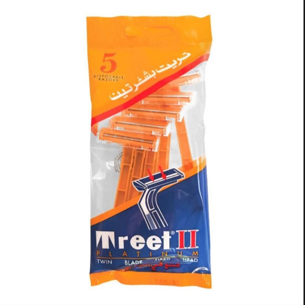 Treet 2 Platinum (5 Razor Pack) Twin Blade Shaving Razor For Men Hygienic Razor Ustraa For Men Safety Razor For Men Pravite Parts, Body Razor