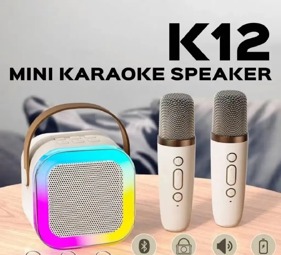 K12 Wireless Mic With Speaker - Single / Double RGB 7 Colour Dancing Light Karaoke Mic With Portable Bluetooth Microphone For Recording With Speaker Bluetooth wireless speaker and microphone 3 in 1 USB/AUX/SD Card Slot Karaoke Handheld Microphone