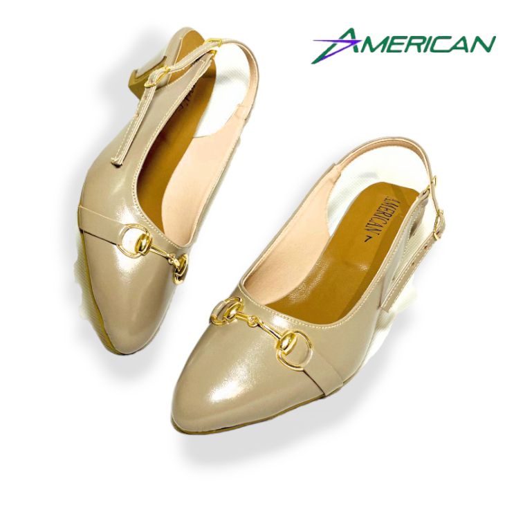 Block Heels For Women Slingback Pumps Synthetic Leather Elegant Buckle Style, Multiple Color