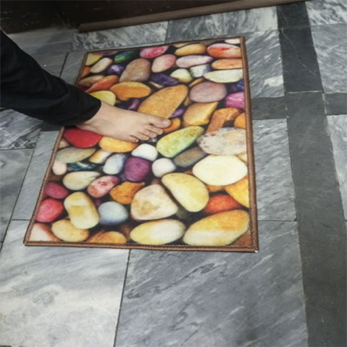 Large Multicolor Rock Printed Door Mat 18x28 Inches