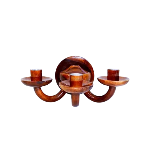Rustic Wooden Wall Candle Holder – Triple Arm Handcrafted Sconce for Elegant Home Décor | Wall-Mounted Candle Stand | Decorative Wooden Lighting Accent for Living Room, Bedroom, or Hallway