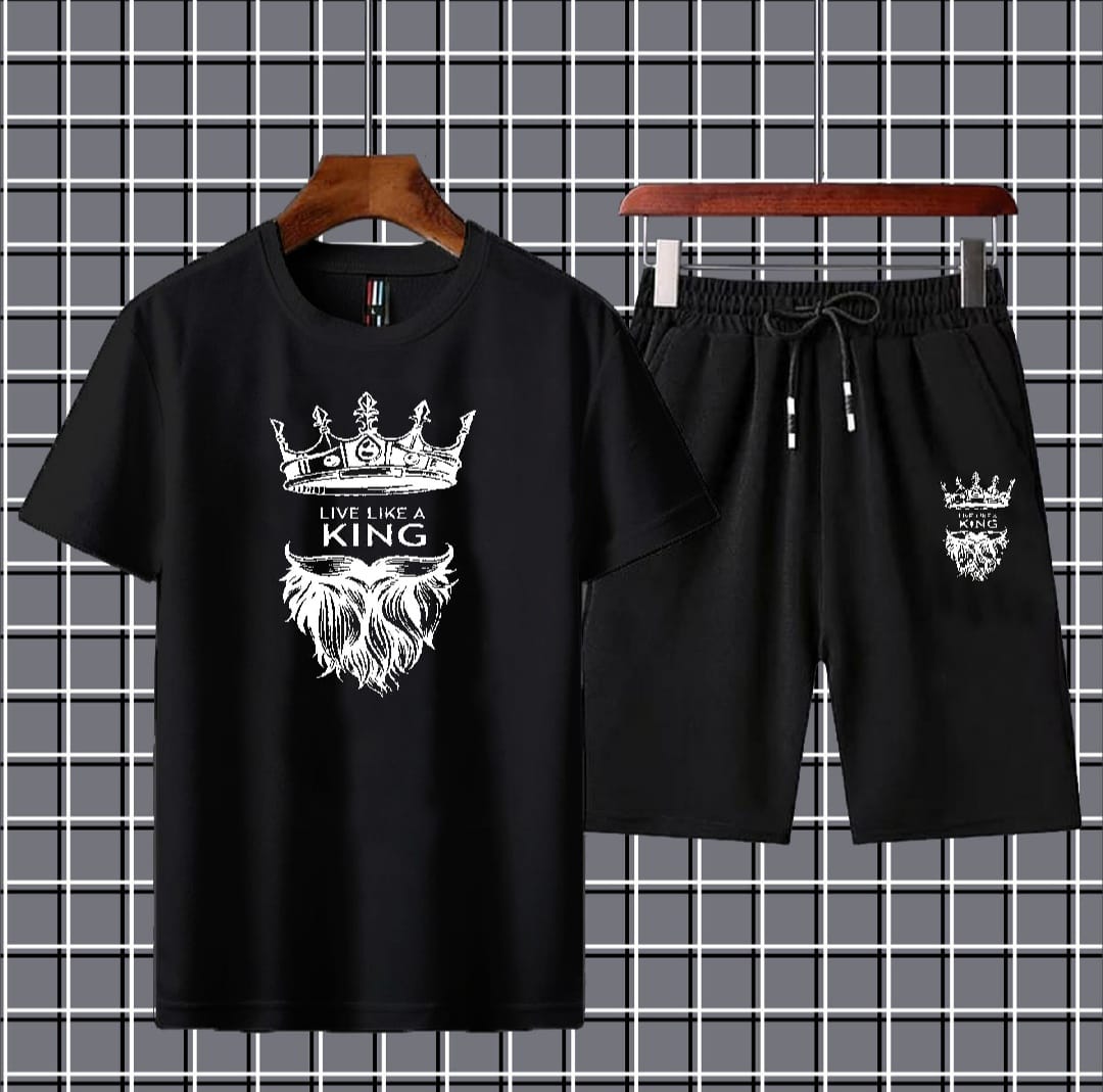 LIVE LIKE KING Printed summer nikkar shirt for boys.
