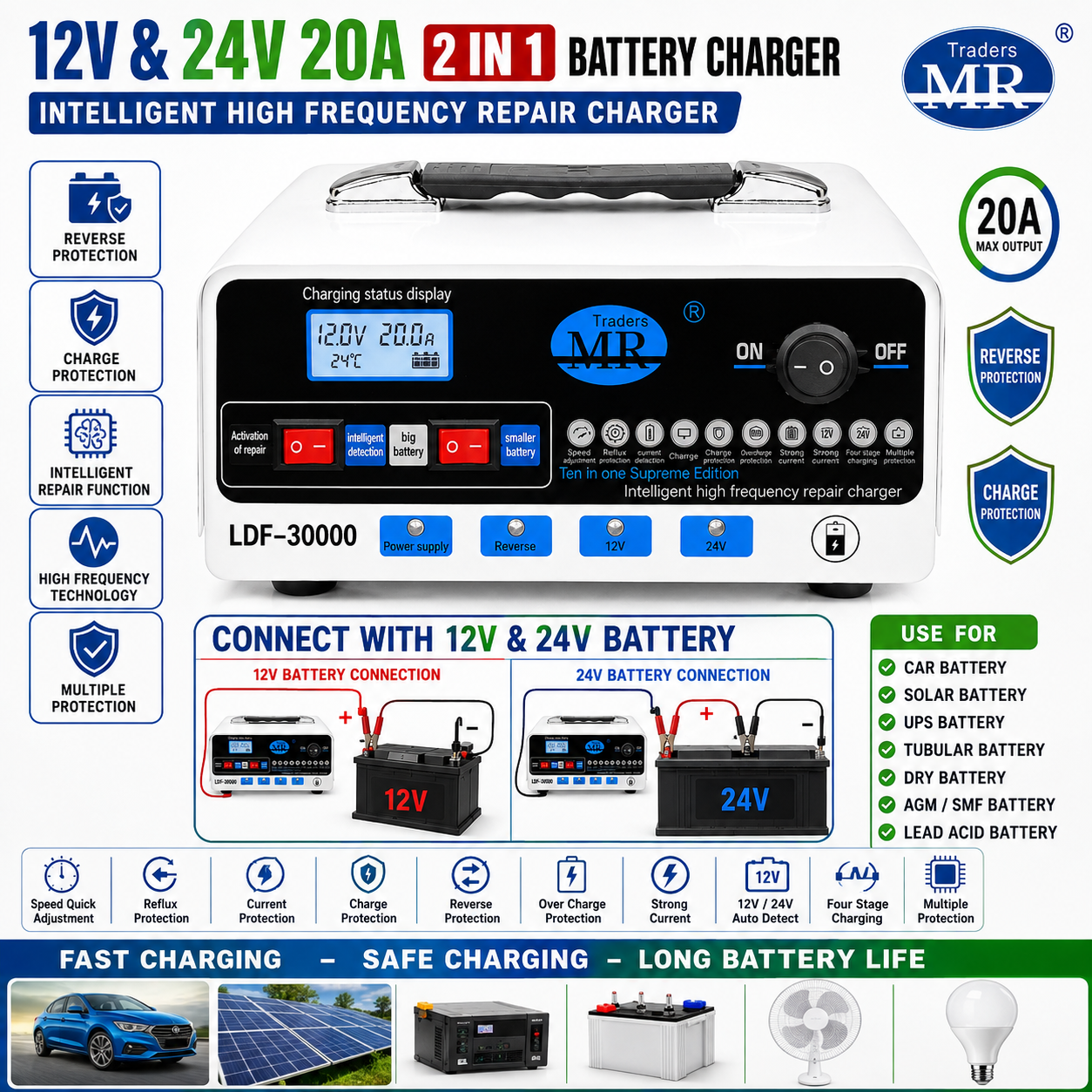 12v & 24v 20a battery charger/ 24v battery charger