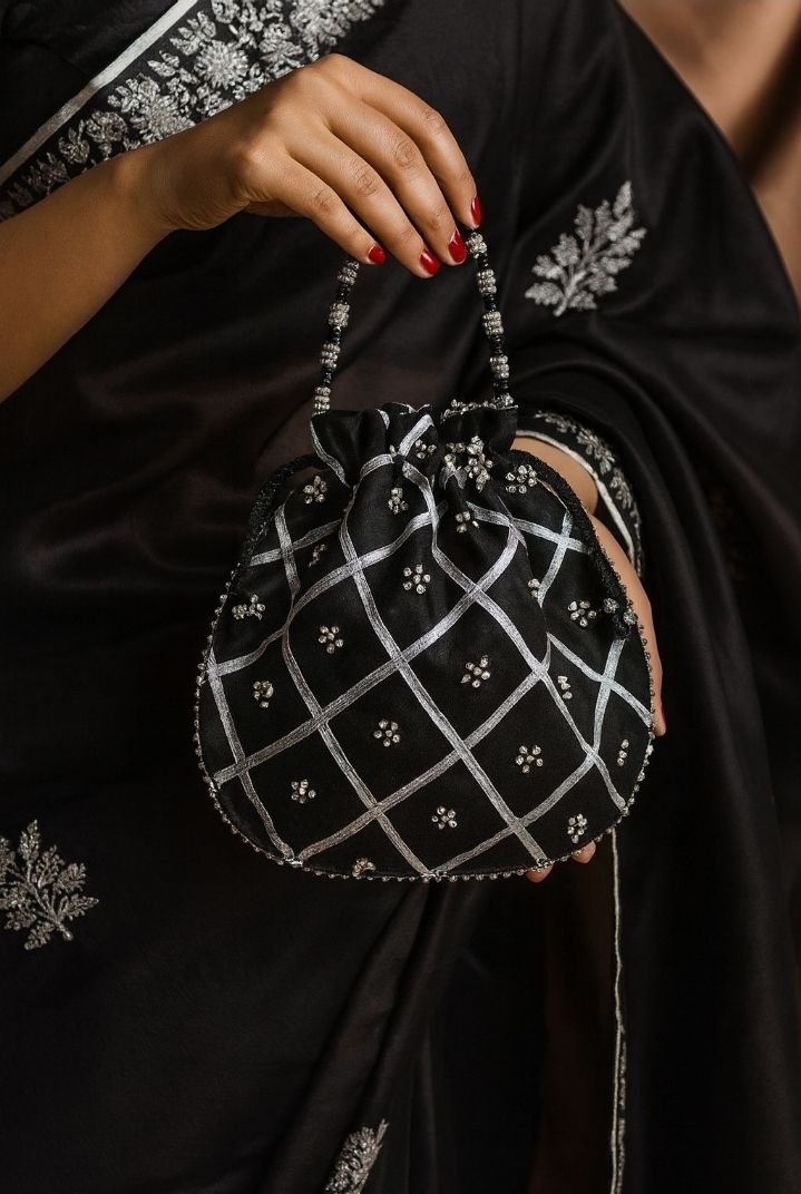 Fancy embroidered clutch/potli bag for wedding parties designer traditional potli gol bag with Handmade Gota work