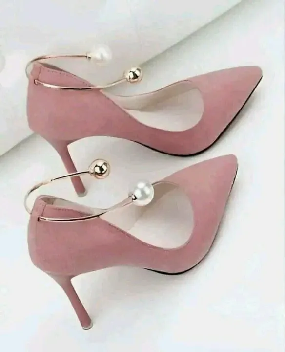 Women Pink High Heel Pumps | Stylish Pointed Toe Heels with Pearl Detail | Elegant Party & Wedding Shoes