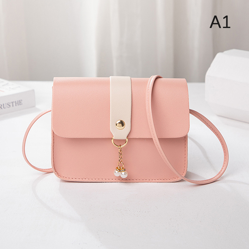 Contrast Women Shoulder Bag Simple Pearl Pendant Luxury Designer