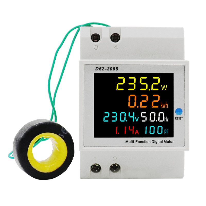 6IN1 Din Rail AC Monitor Voltage Current Power Factor Active KWH