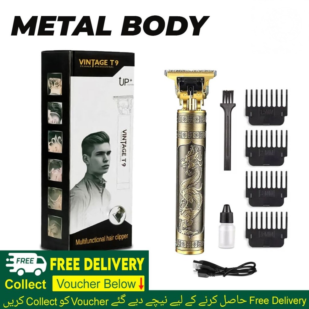 Top Quality Metal Vintage T9 Trimmer and Hair Clipper with Big Cell/T9 Hair Trimmer and Clipper/Cordless Shaving Machine for Men/Hair Removing Machine/ Vintage T9 Tondeuse a Cheveux Hair Cutting Machine/Rechargeable Beard T9 Trimmer/Beard Grooming Kit