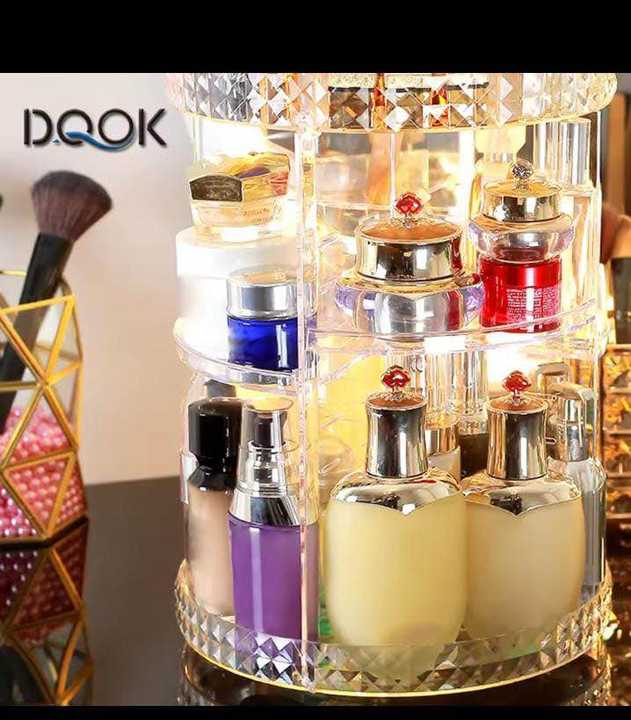 360° Rotating Makeup Organizer | Big Size Transparent Acrylic Cosmetic Organizer Box | Detachable Multi-Function Makeup Storage Box