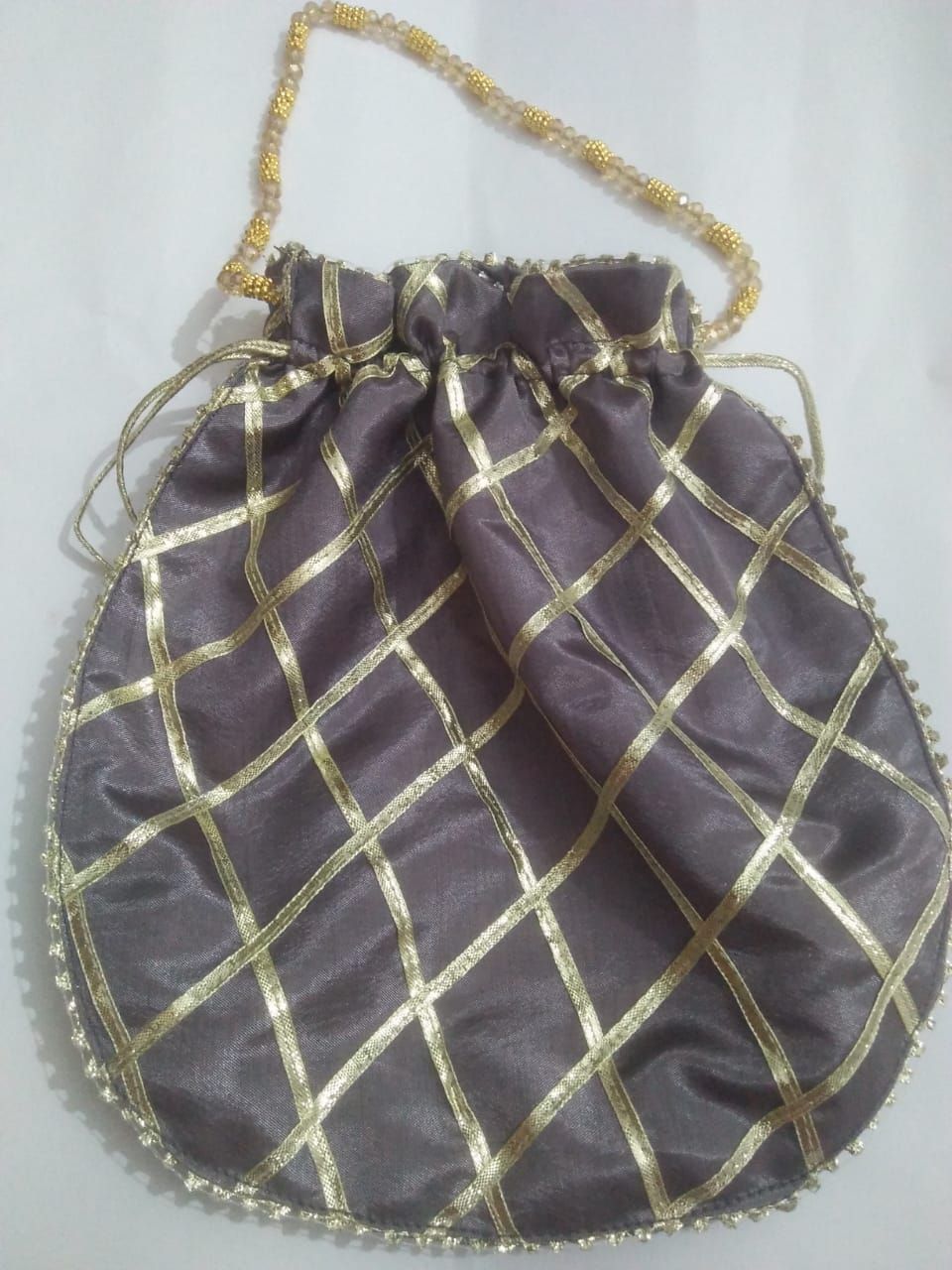 Fancy embroidered clutch/potli bag for wedding parties designer traditional potli gol bag with Handmade Gota work
