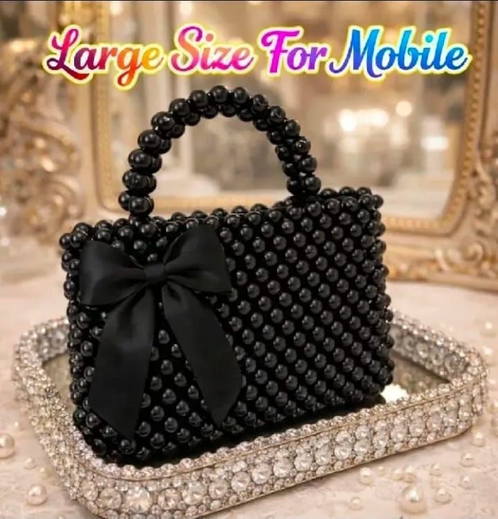 Elegant Mini Handmade Pearl Bag With Ribbon Bow – Versatile Design for Crossbody and Shoulder Carry - Wedding Clutch
