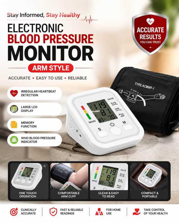 Digital Blood Pressure Monitor | Automatic BP Machine | Digital Blood Pressure Measuring Device | Home BP Monitor