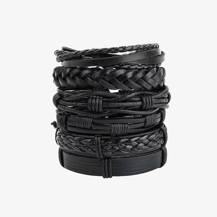 Pack Of 6 - Europeans Vintage Premium Quality Leather Bracelets For Men's And boy's