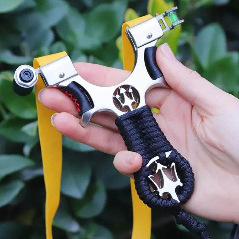Metal Target Practice Launcher with Laser Pointer High Power Elastic Rubber Band Outdoor Sporting Activity Precision Aim Training Tool
