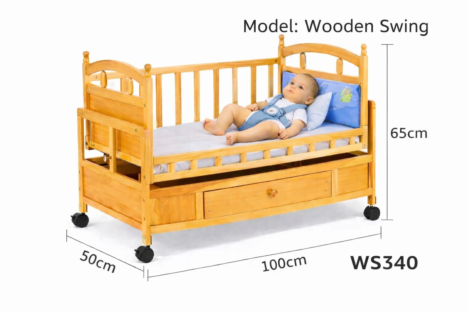 Baby Bassinet Bedside Sleeper Wheeled Baby Cradle Portable Bassinet Playpen Breathable Mesh Crib Rocking Bassinet with Mosquito Net Night Light Music Box(Navy Blue)