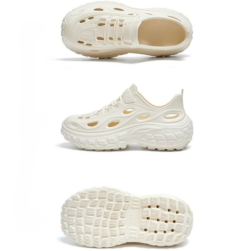 Women's Summer Shoes with Thick Soles Men's Perforated Shoes Quiet Odor Proof Water Wading Quick Drying Sports Non Slip Sandals