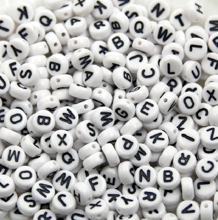 100 Pieces | Mixed White Round Alphabets Beads | Used in Making DIY Jewelry and Accessories beads for jewelry bracelets making A01