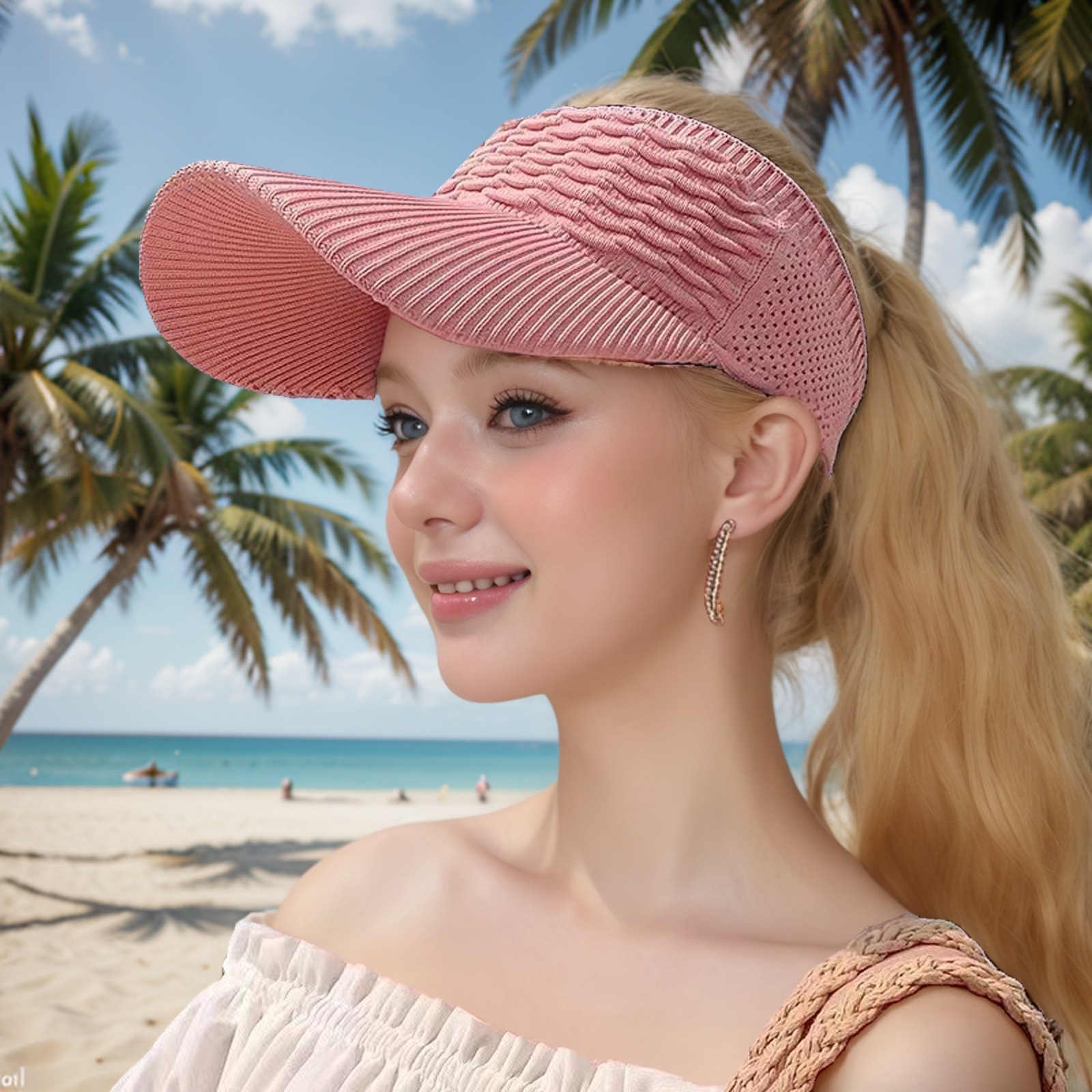 Women Anti-UV Sun Hats Breathable Adjustable Empty Top Visor Caps for Tennis Golf Running Travel Beach Sport Outdoor Hat
