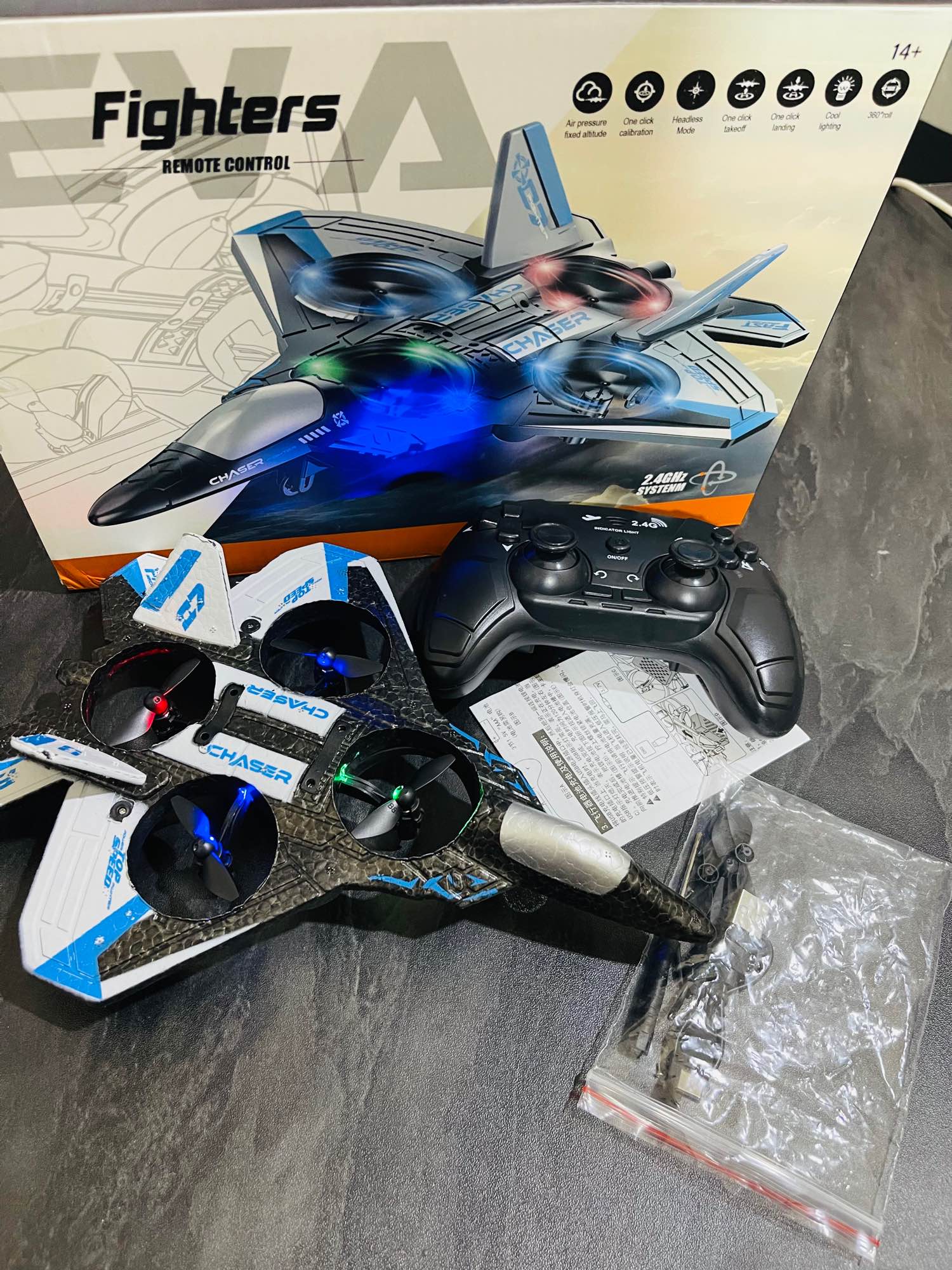 RC Jet Drone Fighter Stunt Plane – 6-Channel Remote Control Aircraft with Lights & 360° Flip