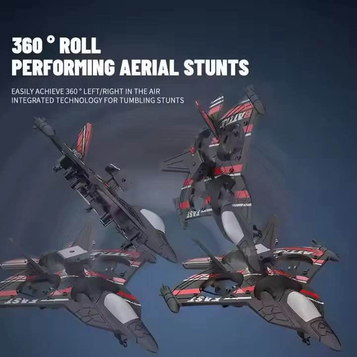 RC Jet Drone Fighter Stunt Plane – 6-Channel Remote Control Aircraft with Lights & 360° Flip