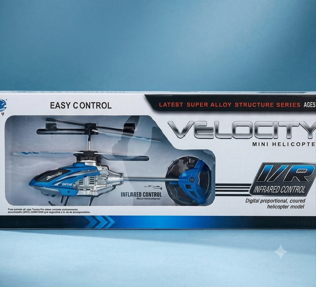 Velocity Remote Control Helicopter - Mini RC Helicopter with Infrared Sensor, Rechargeable Flying Toy Car & Drone Alternative, Easy Control Toys for Boys Kids Gift