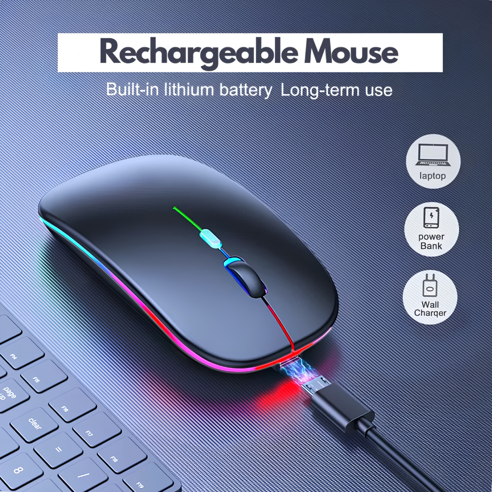 Wireless Gaming Mouse RGB W10 with 6 Buttons & 3-Levels DPI Control - Breathing LED Light 2.4G Optical Wireless Mouse & Side Buttons for Girls PC, Gaming, Laptop, Pubg, Mobile, Pad, OS, Windows