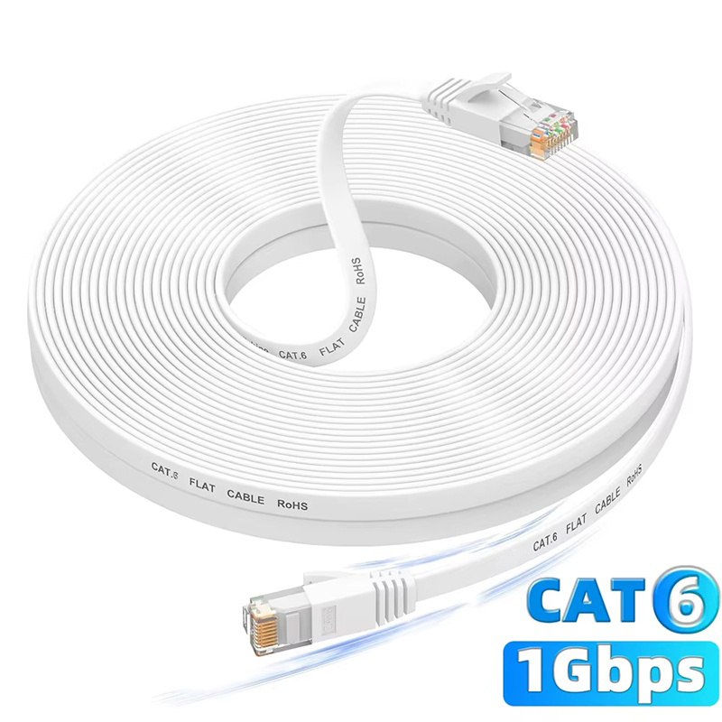 Cat6 Ethernet Cable Flat RJ45 LAN Network Patch Cord 1000Mbps Internet Cable for Router Laptop PC