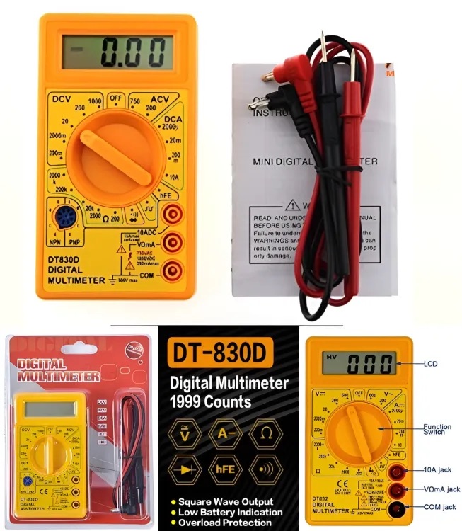 Digital Multimeter Dt-830D, Battery Powered