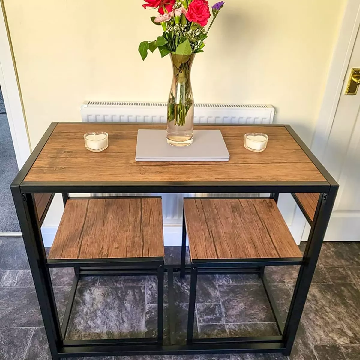 Small Dining Table 2 Chairs Kitchen Furniture Set Space Saving Breakfast Table Customized