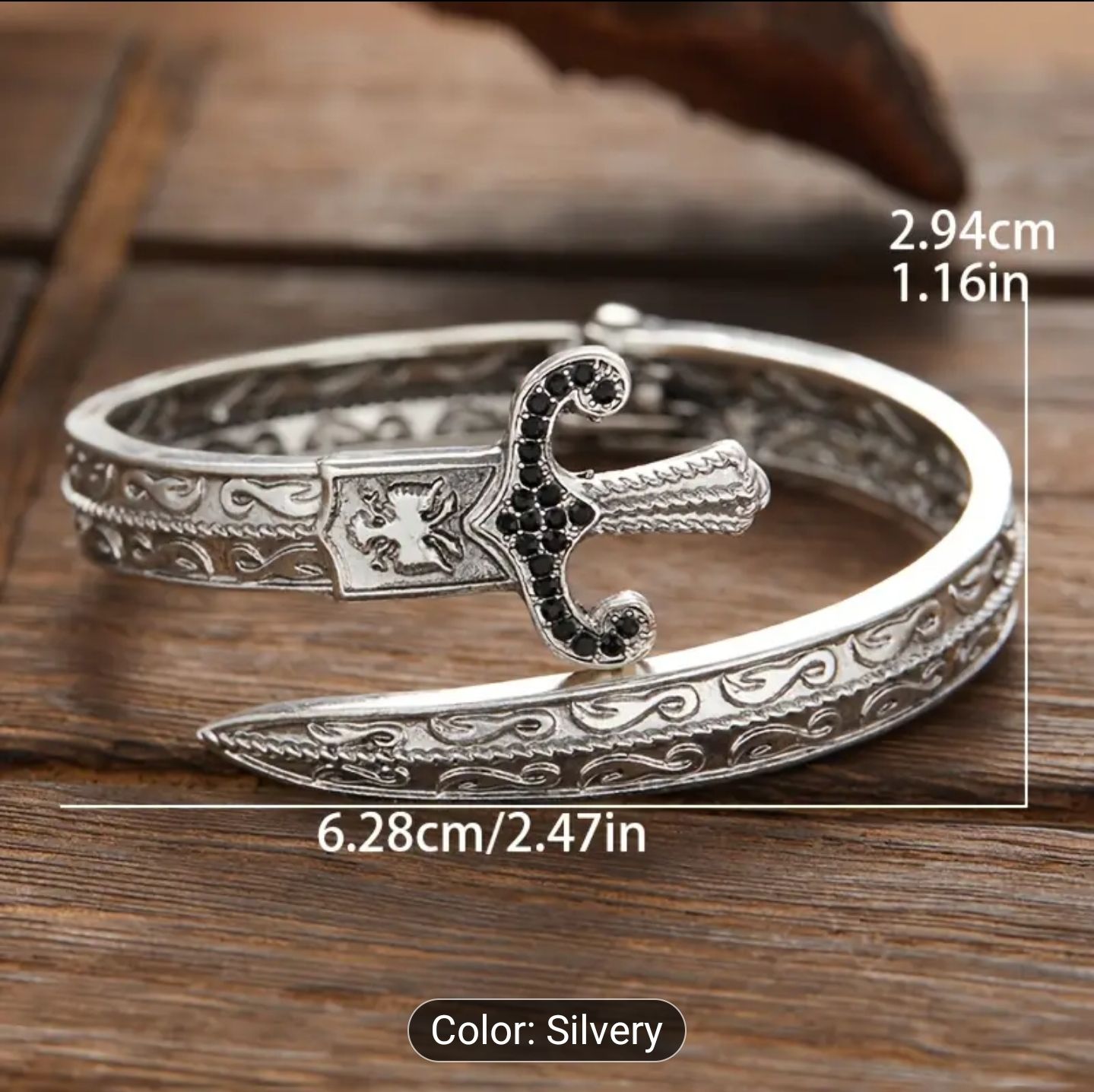 Sword Shaped Adjustable Bracelet with Opening, Jewelry Gift 1pc for men and women