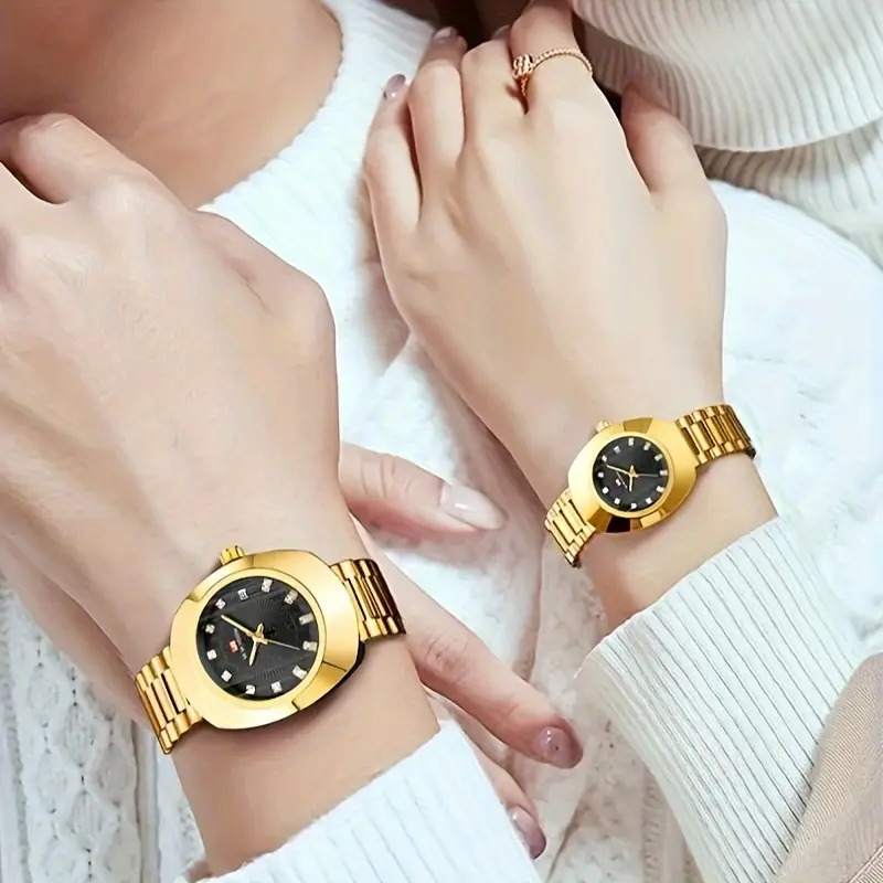 couple watch couple golden stainless steel chain watch new stylish unique design new grifting ideas watch lover Eid gift new arrivals and new collection watch couple