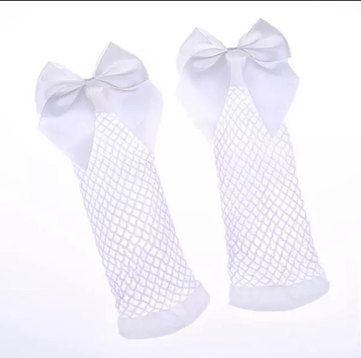 Stretchable Kids Fishnet Bow Socks - Free Size