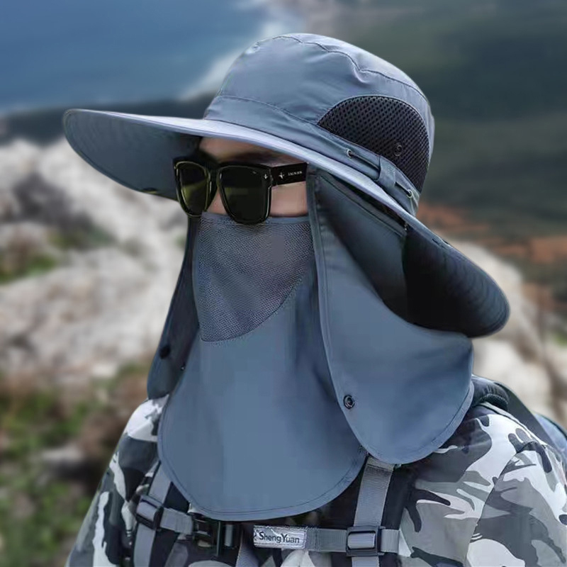 New 1Pcs Full Face Cover Fishing Hat Sun Cap With Mask Summer Hat Mountaineering Sun Protection Anti UV Hiking Hat Women Men