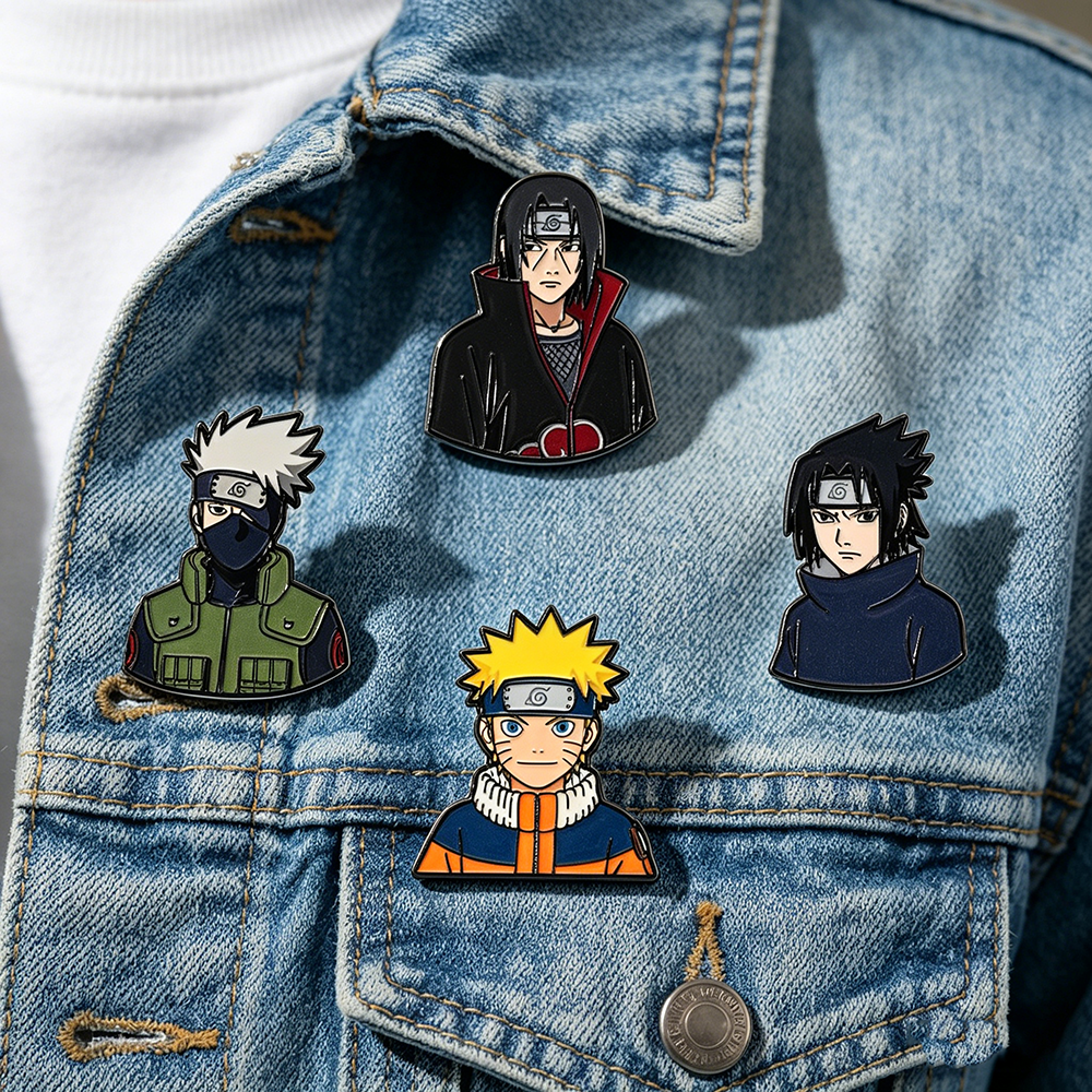 4pcs Anime Figure Enamel Pin Badges Cool Cartoon Brooches For Women Men Cosplay Accessories Fans  Toys For Backpack