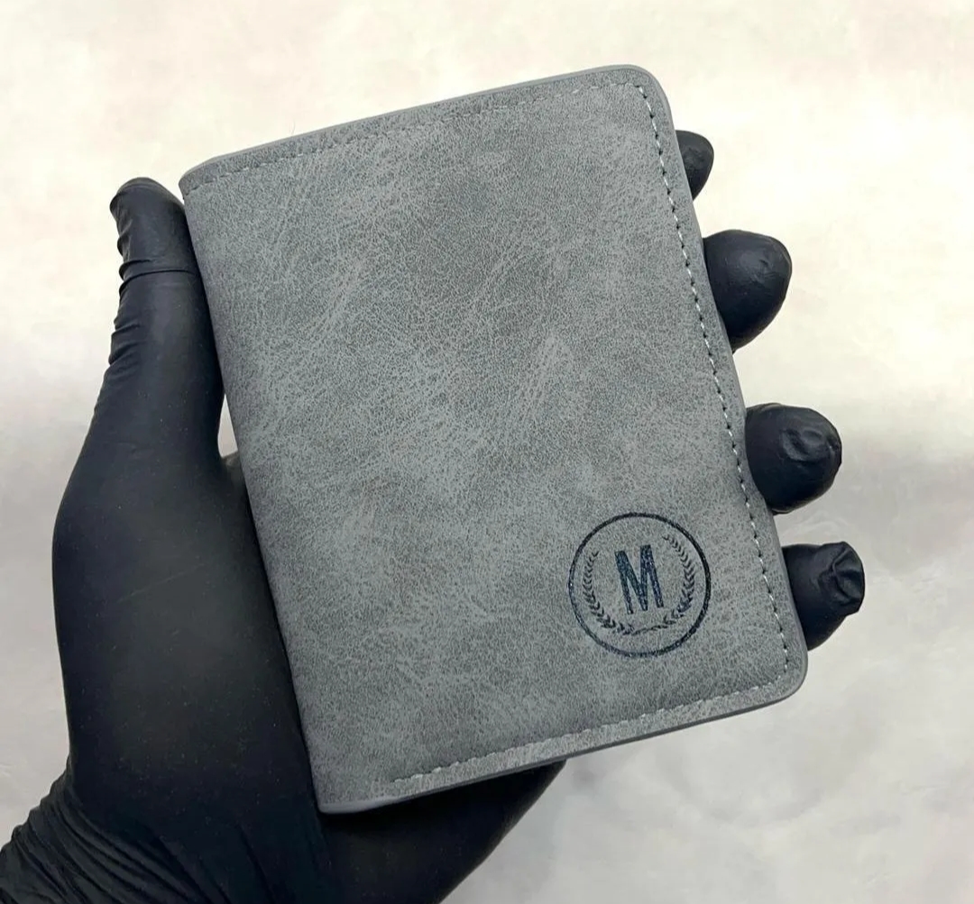 Premium Grain-Textured PU Leather Ultra-Slim Bifold with Quick-Access Card Slots Wallet for Men - Compact Gentleman Purse