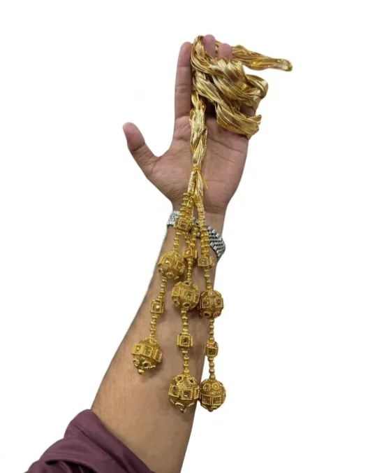 Traditional Punjabi Paranda for Women - Premium Gold & Silver Gota Hair Tassel with Latkan, Jhumka & Mirror Work | Bridal Mehndi, Mayon, Wedding & Festive Hair Accessory Braiding Ponytail Dori (Pack of 1)