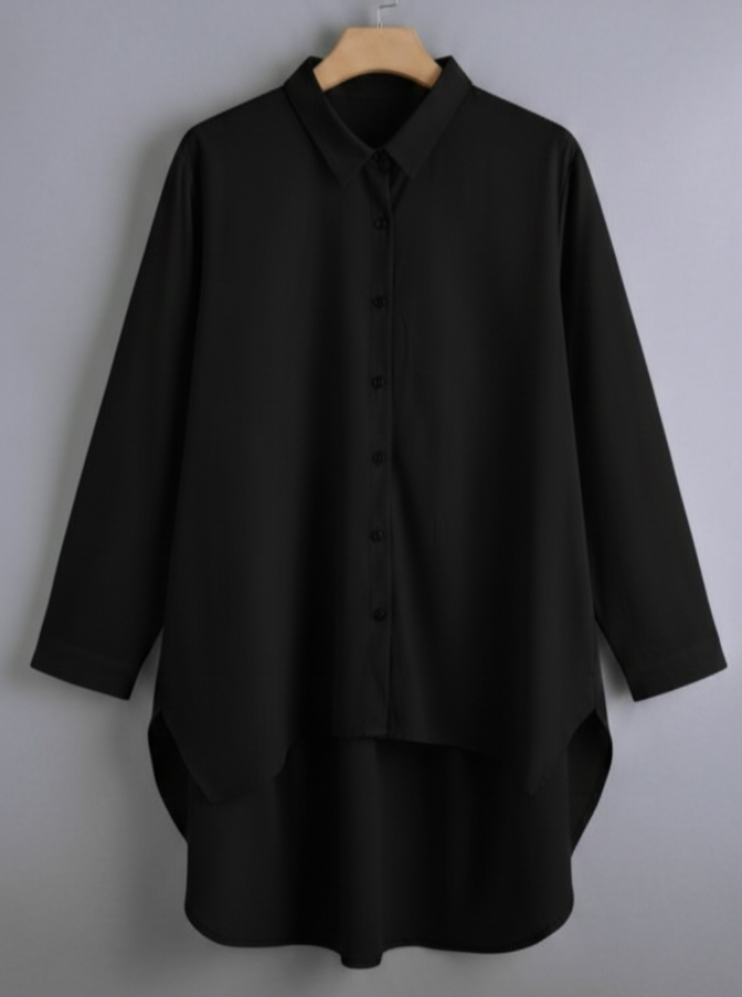 Cotton Fold Collar With Long Sleeve Blouse Shirt For Women's Casual Wear