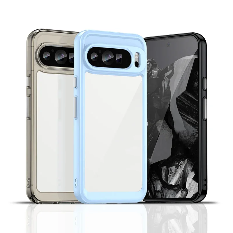 Luxury Acrylic Phone Case for Google Pixel 9 8 7 Pro XL 8A 7A 6A Full Protection Transparent Back Plate Drop Protection Cover