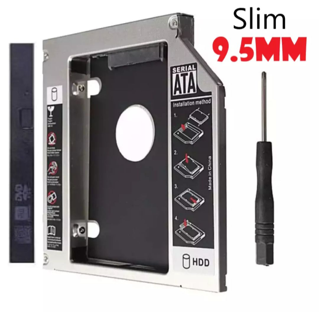 2nd HDD Slim Caddy 9.5mm SATA 3.0 2.5 SSD Case Second Hard Disk Drive