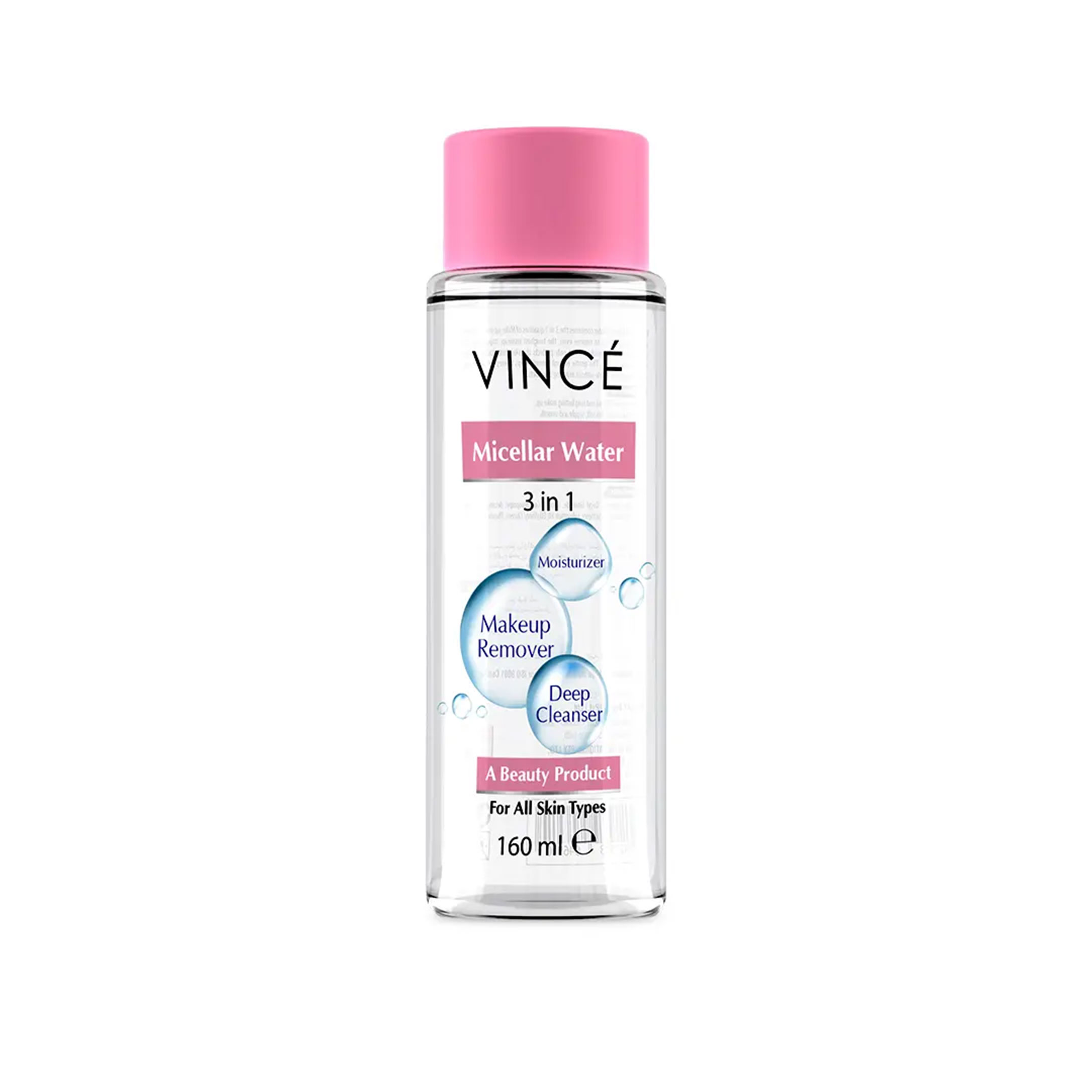 VINCE Micellar Water 3 in 1  Moisturizer, Makeup Remover and Deep Cleanser For All Skin Types 160 ML