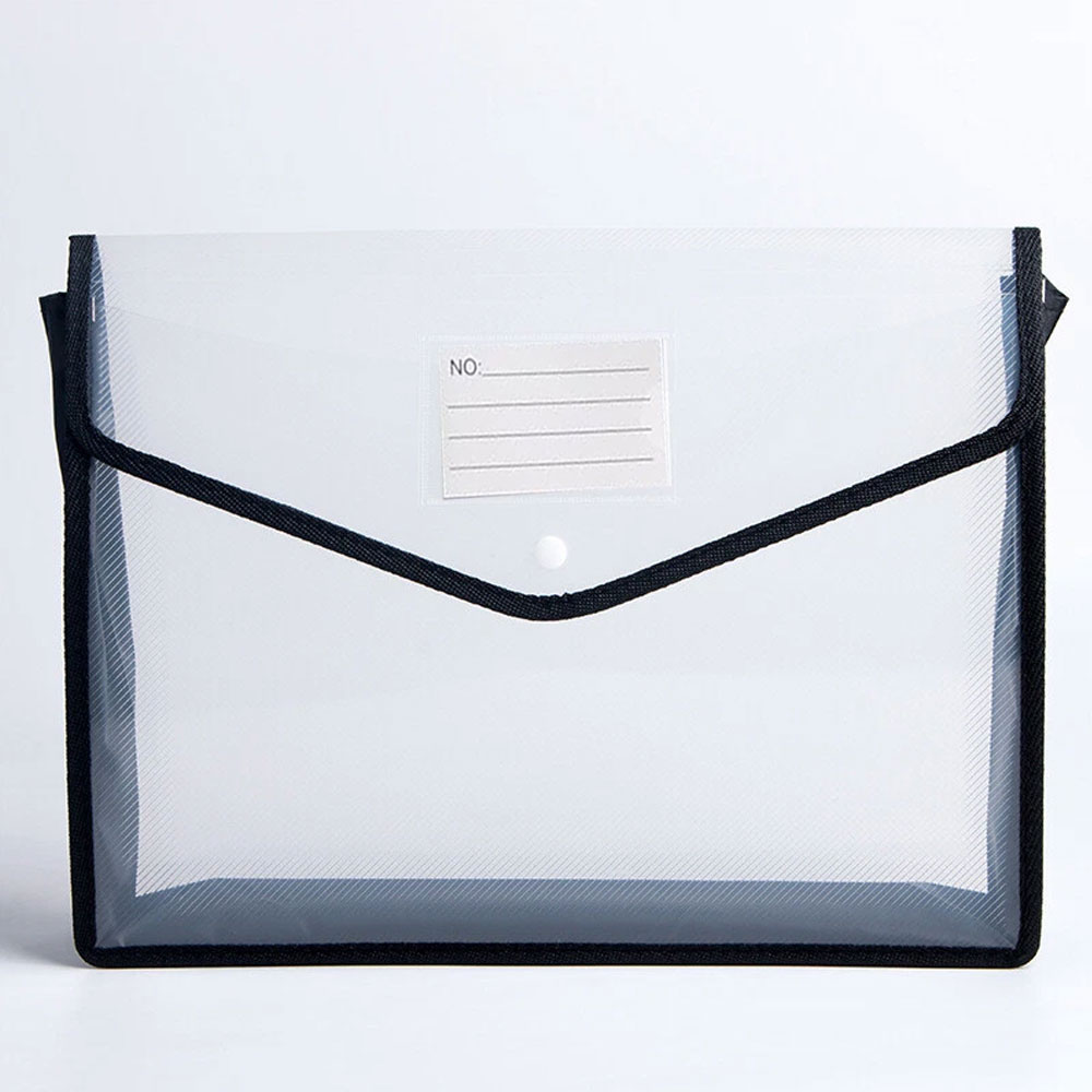 A4 Plastic Document Bag (1-Pack), Large Capacity Expandable Document Bag, with Snap Closure, Transparent Document Storage Bag.