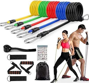 Resistance Bands Set & Push Up Stand Gym Equipment Set for Home Workout Training - Perfect Muscle Builder for Weights, Arms, Leg, Chest, Back, Glutes Exercises for Men & Women - Best Home Gym Equipment for Strength Training
