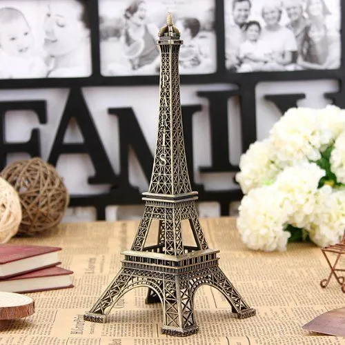 Eiffel Tower Statue Decor 5 Inches Mini Metal Eiffel Tower Model Figurine for Souvenirs, Cake Table Decor, Gifts, Party, Home Decoration Showpiece