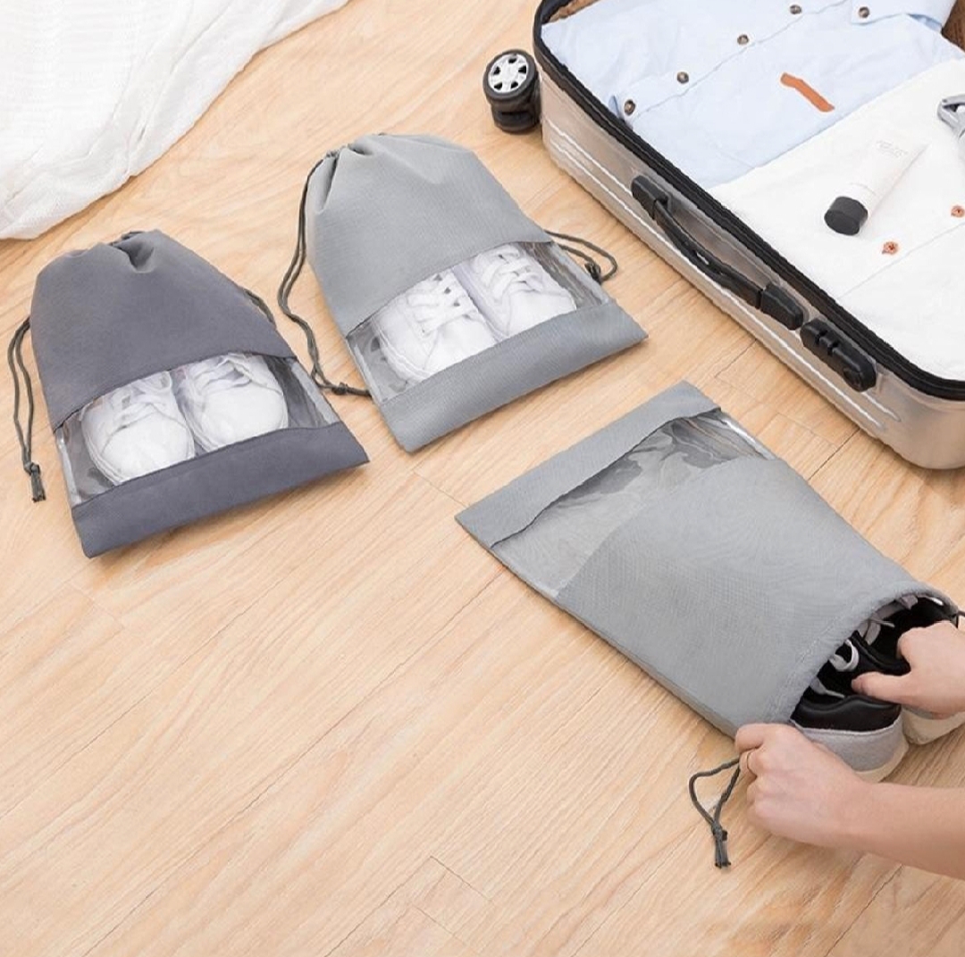 Travel Shoes Storage bag with clear window non-woven with PVC Bag
