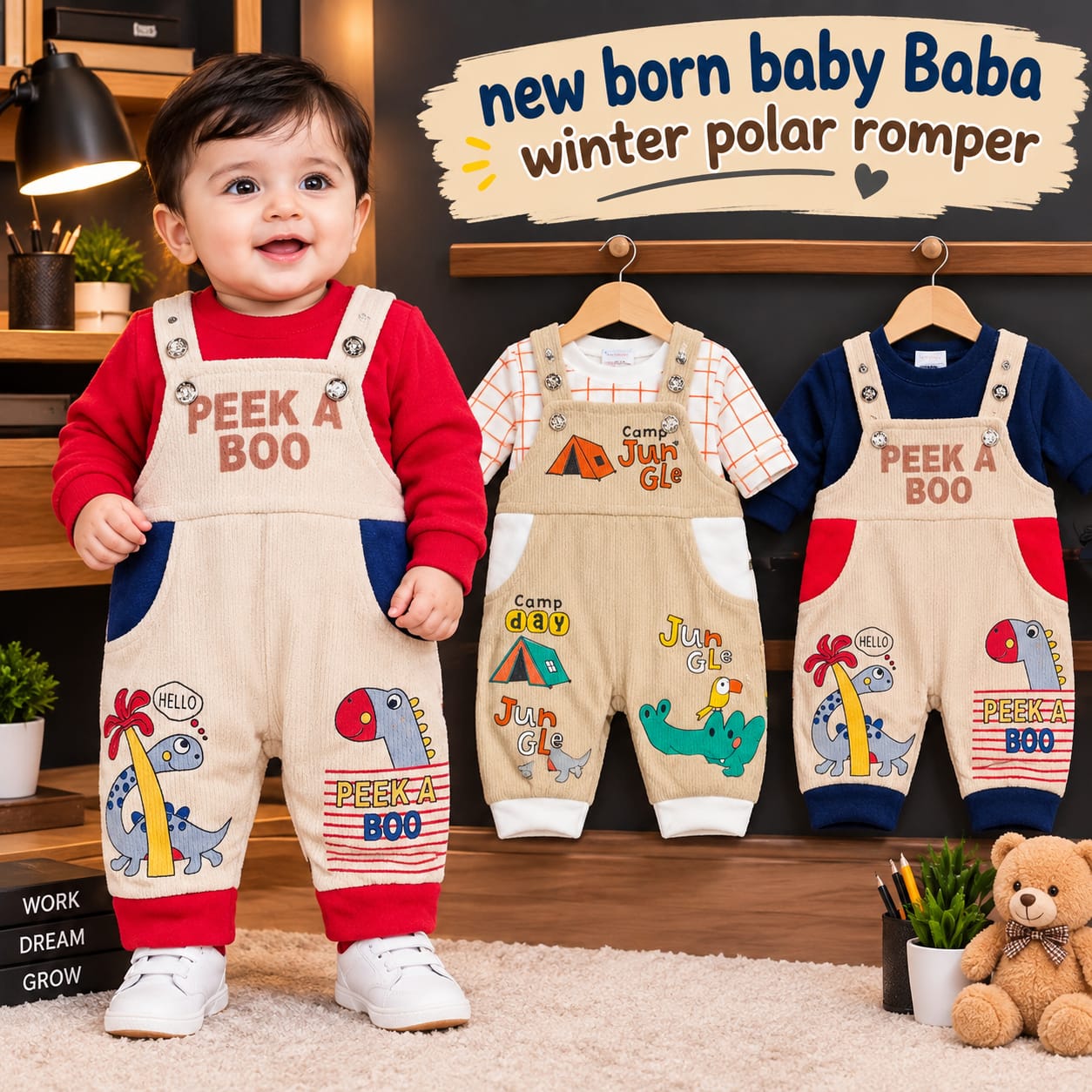 New Born Baby Romper - Winter Collection - Multicolor - Best Quality - Fleece