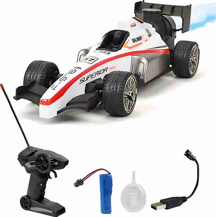 High Speed RC Car Remote Control 2WD F1 Car for Boys  Smoke Spray Remote Car for Kids 5+ Years  Scale 1:14 Big Formula Car Toys for Boys with Light and Flame - Rechargeable